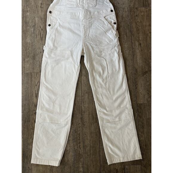 Carhartt LOOSE FIT Size Small 4-6 Canvas Denim Jean Overalls Bibs Pants Knee Pad - Picture 3 of 11